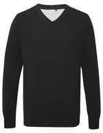 Men´s Cotton Blend V Neck Sweater – Black