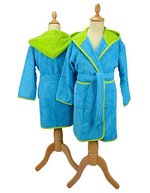 Boyzz&Girlzz® Hooded Bathrobe – Aqua Blue/Lime Green