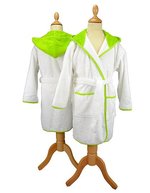 ARTG Baumwoll-Bademantel mit Kapuze 400 g/m², White/Anthracite Grey 116/128, AR021 – Bianco/Verde lime