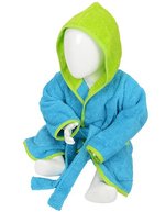 Babiezz® Bathrobe With Hood – Aqua Blue/Lime Green