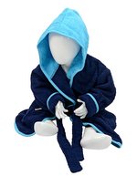 Babiezz® Bathrobe With Hood – French Navy/Aqua Blue
