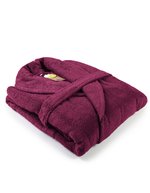 ARTG Bademantel mit Schalkragen, 100% Baumwolle, Lime Green S/M, AR025 – Burgundy