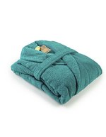 ARTG Bademantel mit Schalkragen, 100% Baumwolle, Lime Green S/M, AR025 – Deep Blue
