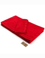 ARTG Gästehandtuch mit Satinstreifen, Ivory 30 x 50 cm, AR034 – Rosso fuoco