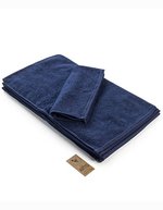 ARTG Gästehandtuch mit Satinstreifen, Ivory 30 x 50 cm, AR034 – Blu navy francese