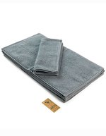 ARTG Gästehandtuch mit Satinstreifen, Ivory 30 x 50 cm, AR034 – Jeans Blu
