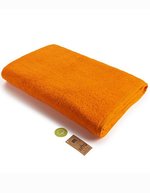 ARTG großes Handtuch mit Satinstreifen, Ivory 100 x 210 cm, AR038 – Orange vif