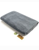 ARTG großes Handtuch mit Satinstreifen, Ivory 100 x 210 cm, AR038 – Jeans Bleu
