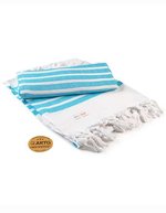 ARTG Hamamzz® Dalaman Handtuch 100% Baumwolle – White/Aqua Blue