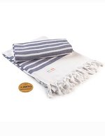 ARTG Hamamzz® Dalaman Handtuch 100% Baumwolle, White/Aqua Blue 100 x 180 cm, AR053 – White/French Navy