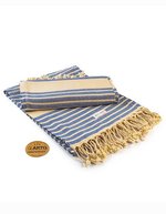 ARTG Hamamzz® Bodrum DeLuxe Handtuch 100x180 cm, Black/Ivory 100 x 180 cm, AR055 – Bleu ocean/Ivoire