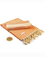 ARTG Hamamzz® Bodrum DeLuxe Handtuch 100x180 cm, Black/Ivory 100 x 180 cm, AR055 – Orange/Ivoire