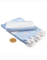 ARTG Hamamzz® Marmaris DeLuxe Handtuch 100x180 cm, Black/White 100 x 180 cm, AR056 – Light Blue/White