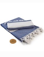 ARTG Hamamzz® Marmaris DeLuxe Handtuch 100x180 cm, Black/White 100 x 180 cm, AR056 – Navy Blue/White