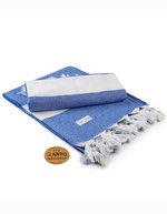 ARTG Hamamzz® Marmaris DeLuxe Handtuch 100x180 cm, Black/White 100 x 180 cm, AR056 – Royal Blue/White