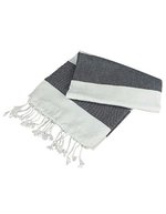 ARTG Hamam Handtuch Antalya, 100% Baumwolle, White/Anthracite Grey 100 x 180 cm, AR058 – Bianco/Grafite