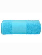ARTG Großes Baumwollhandtuch mit Druckbordüre, Light Grey 100 x 210 cm, AR077 – Aqua Bleu