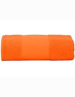ARTG Großes Baumwollhandtuch mit Druckbordüre, Light Grey 100 x 210 cm, AR077 – Orange vif