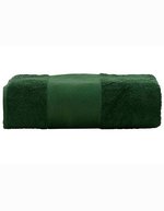 ARTG Großes Baumwollhandtuch mit Druckbordüre, Light Grey 100 x 210 cm, AR077 – Vert fonce