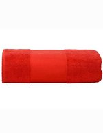 ARTG Großes Baumwollhandtuch mit Druckbordüre, Light Grey 100 x 210 cm, AR077 – Rouge feu
