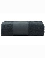 ARTG Großes Baumwollhandtuch mit Druckbordüre, Light Grey 100 x 210 cm, AR077 – Graphite