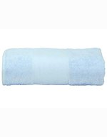 ARTG Großes Baumwollhandtuch mit Druckbordüre, Light Grey 100 x 210 cm, AR077 – Bleu clair