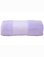 ARTG Großes Baumwollhandtuch mit Druckbordüre, Light Grey 100 x 210 cm, AR077 – Clair Violet