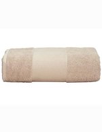 ARTG Großes Baumwollhandtuch mit Druckbordüre, Light Grey 100 x 210 cm, AR077 – Sable