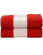 ARTG SUBLI-Me® Badetuch mit personalisierbarer Bordüre, Light Blue 70 x 140 cm, AR081 – Rosso fuoco