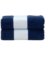 ARTG SUBLI-Me® Badetuch mit personalisierbarer Bordüre, Light Blue 70 x 140 cm, AR081 – Blu navy francese