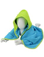 ARTG Kapuzenhandtuch aus 100% Baumwolle – Aqua Blue/Lime Green/Lime Green