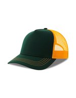 Recycelte Canvas Cap mit gebogenem Schirm – Bottle Green/Yellow