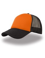 Atlantis Strukturierte Rapper Cap mit PVC-Verschluss, Black/Black One Size, AT505 – Orange/Black/Black
