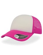 Atlantis Strukturierte Rapper Cap mit PVC-Verschluss, Black/Black One Size, AT505 – White/Fuchsia Fluo/Fuchsia Fluo