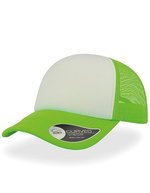 Atlantis Strukturierte Rapper Cap mit PVC-Verschluss, Black/Black One Size, AT505 – White/Green Fluo/Green Fluo