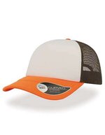 Atlantis Strukturierte Rapper Cap mit PVC-Verschluss, Black/Black One Size, AT505 – White/Olive/Orange