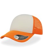 Atlantis Strukturierte Rapper Cap mit PVC-Verschluss, Black/Black One Size, AT505 – White/Orange Fluo/Orange Fluo