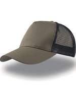 Atlantis Rapper Baumwollcap mit Mesh-Design, Black/Black One Size, AT511 – Olive/Black