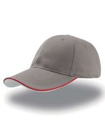 Atlantis Zoom Piping Sandwich Cap mit Klettverschluss, Black/White One Size, AT609 – Grey/Red/White