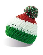 Atlantis Beanie mit Bommel und Fleecefutter, Black/Burgundy One Size, AT732 – Green/White/Red