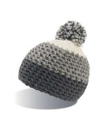 Atlantis Beanie mit Bommel und Fleecefutter, Black/Burgundy One Size, AT732 – Grey/Grey/White