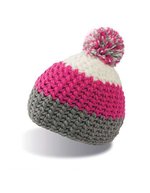 Atlantis Beanie mit Bommel und Fleecefutter, Black/Burgundy One Size, AT732 – Grey/Pink/White