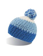 Atlantis Beanie mit Bommel und Fleecefutter, Black/Burgundy One Size, AT732 – Royal/Light Blue/White