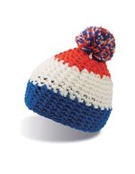 Atlantis Beanie mit Bommel und Fleecefutter, Black/Burgundy One Size, AT732 – Royal/White/Orange