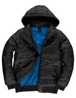 B&C COLLECTION Herrenjacke Superhood mit abnehmbarer Kapuze – Black/Cobalt Blue