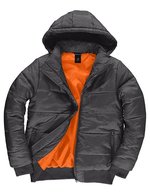 B&C COLLECTION Herrenjacke Superhood mit abnehmbarer Kapuze – Dark Grey (Solid)/Neon Orange