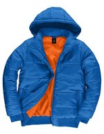 B&C COLLECTION Herrenjacke Superhood mit abnehmbarer Kapuze – Royal Blue/Neon Orange