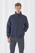 B&C COLLECTION Wasserdichte Bomberjacke mit Kapuze, Black/Warm Grey S, BCJM961 – Bild 1