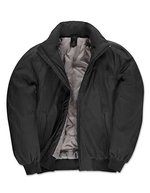 B&C COLLECTION Wasserdichte Bomberjacke mit Kapuze – Black/Warm Grey