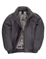 B&C COLLECTION Wasserdichte Bomberjacke mit Kapuze – Dark Grey (Solid)/Warm Grey